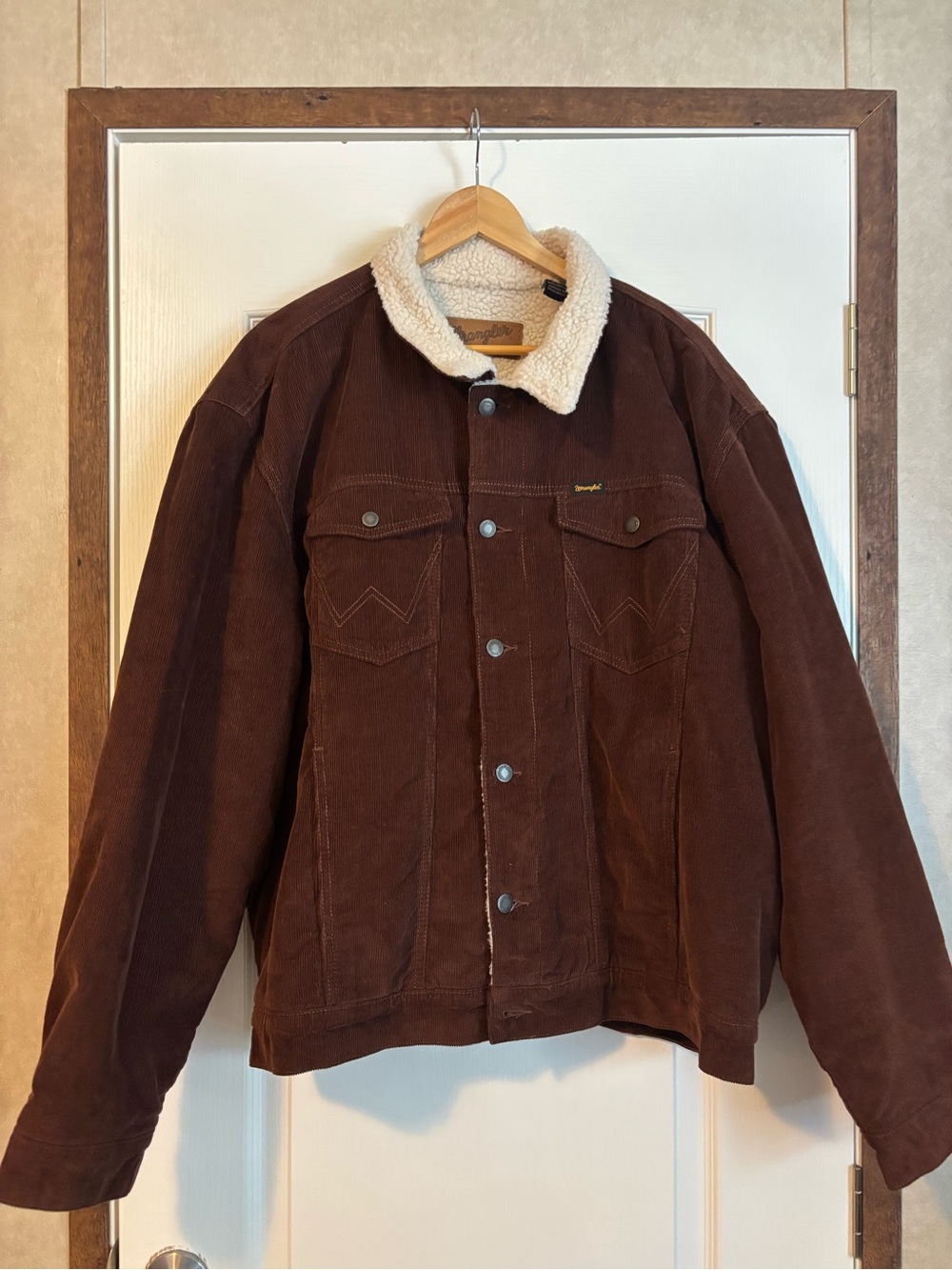 Wrangler Mens Brown Sherpa-Lined Corduroy Tucker Jacket